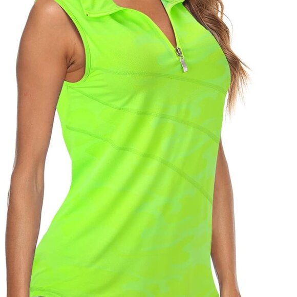Jewelry - Women's Sleeveless Golf Tennis Polo Shirts Zip Up Dry Fit Workout Tank Tops Athl